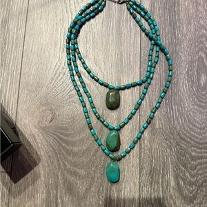 Turquoise Beaded Necklace- not real turquoise but looks real and super cute